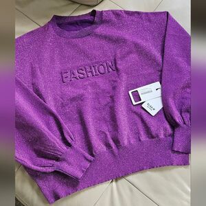 Nwt sparkle balloon sleeve pullover sweater
